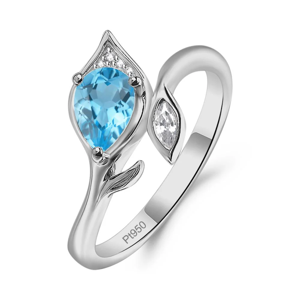 Nature Inspired Swiss Blue Topaz Leaf Ring - Image 8
