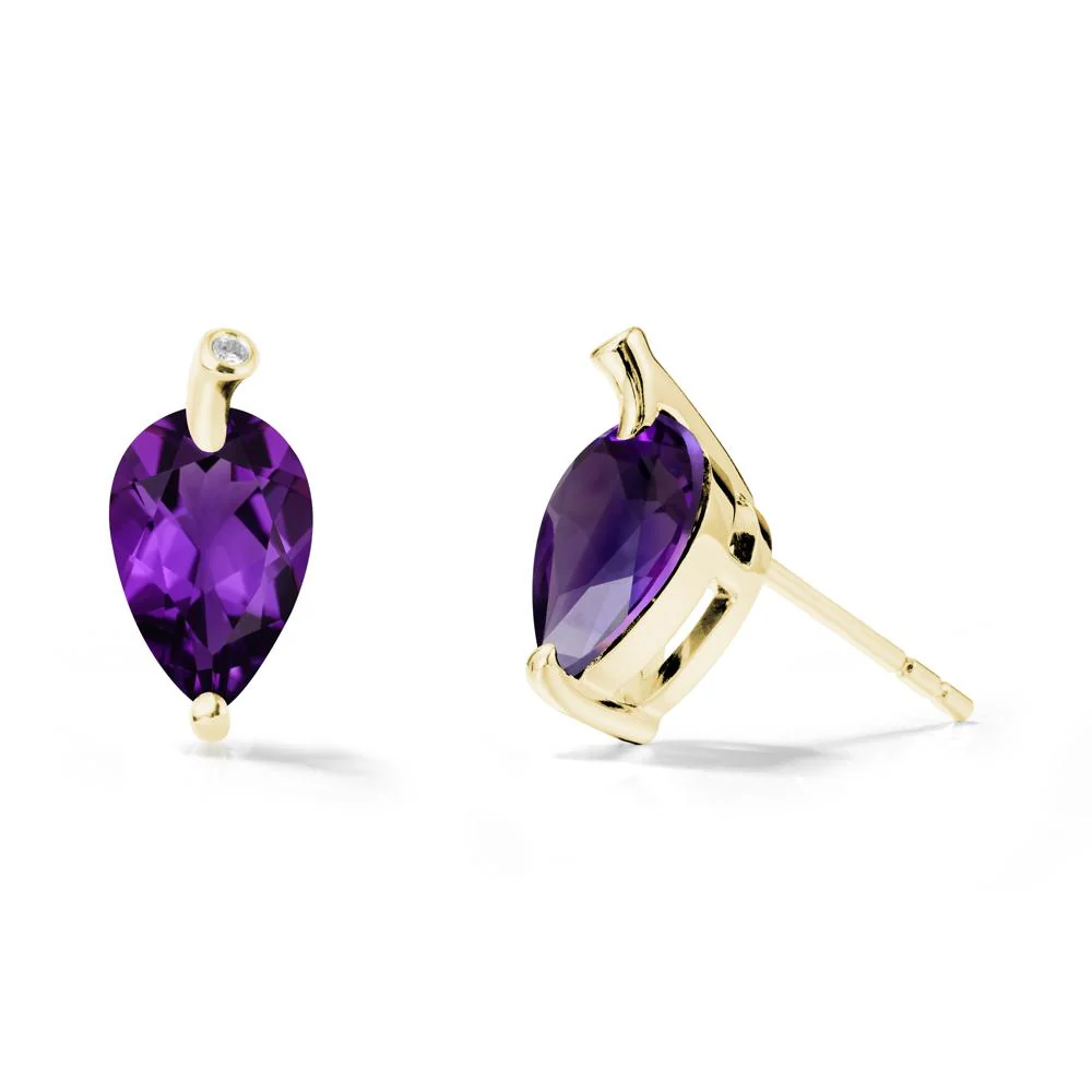 Nature Inspired Teardrop Amethyst Leaf Earrings - Image 6
