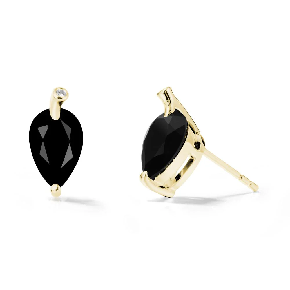 Nature Inspired Teardrop Black Spinel Leaf Earrings - Image 7