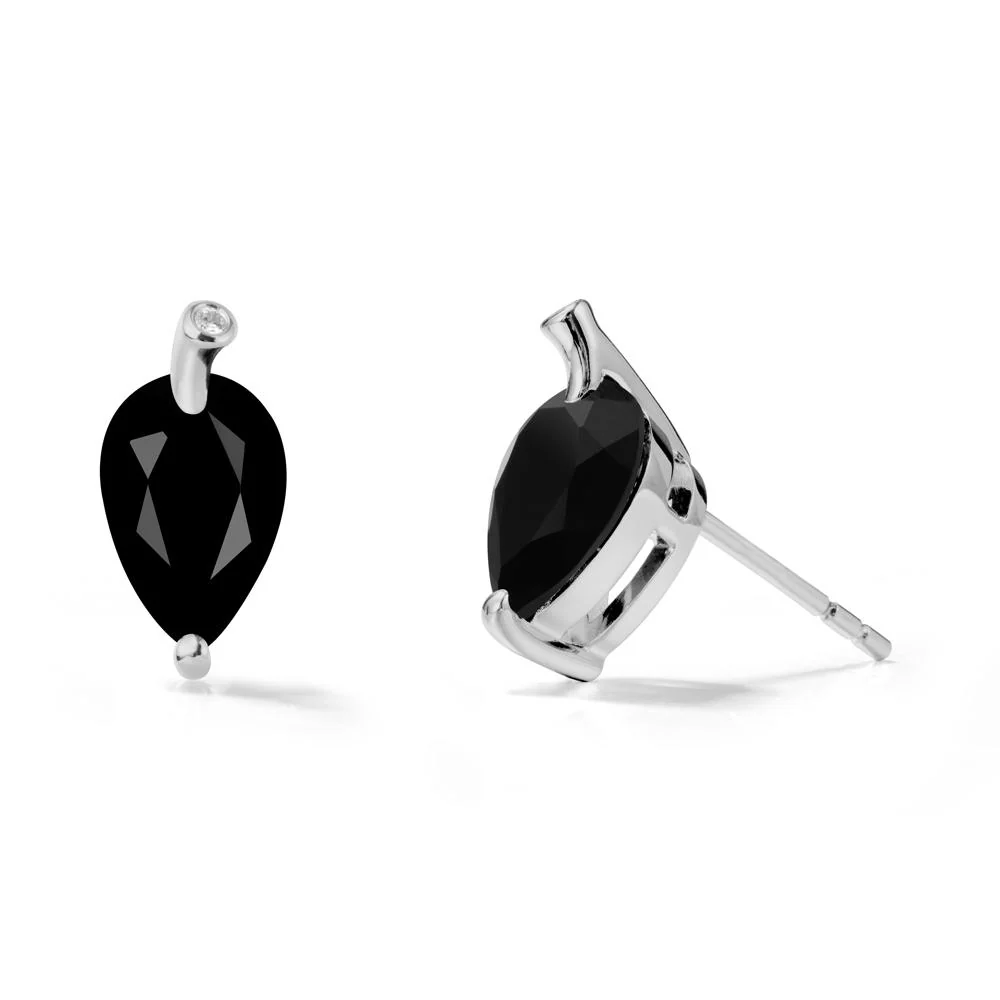 Nature Inspired Teardrop Black Spinel Leaf Earrings - Image 9