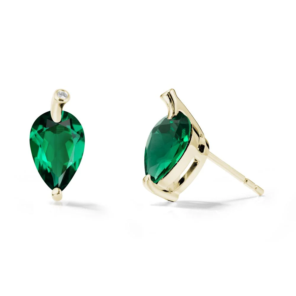 Nature Inspired Teardrop Emerald Leaf Earrings - Image 4