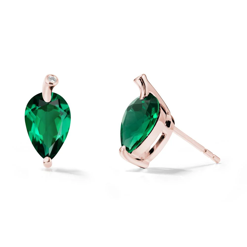 Nature Inspired Teardrop Emerald Leaf Earrings - Image 5