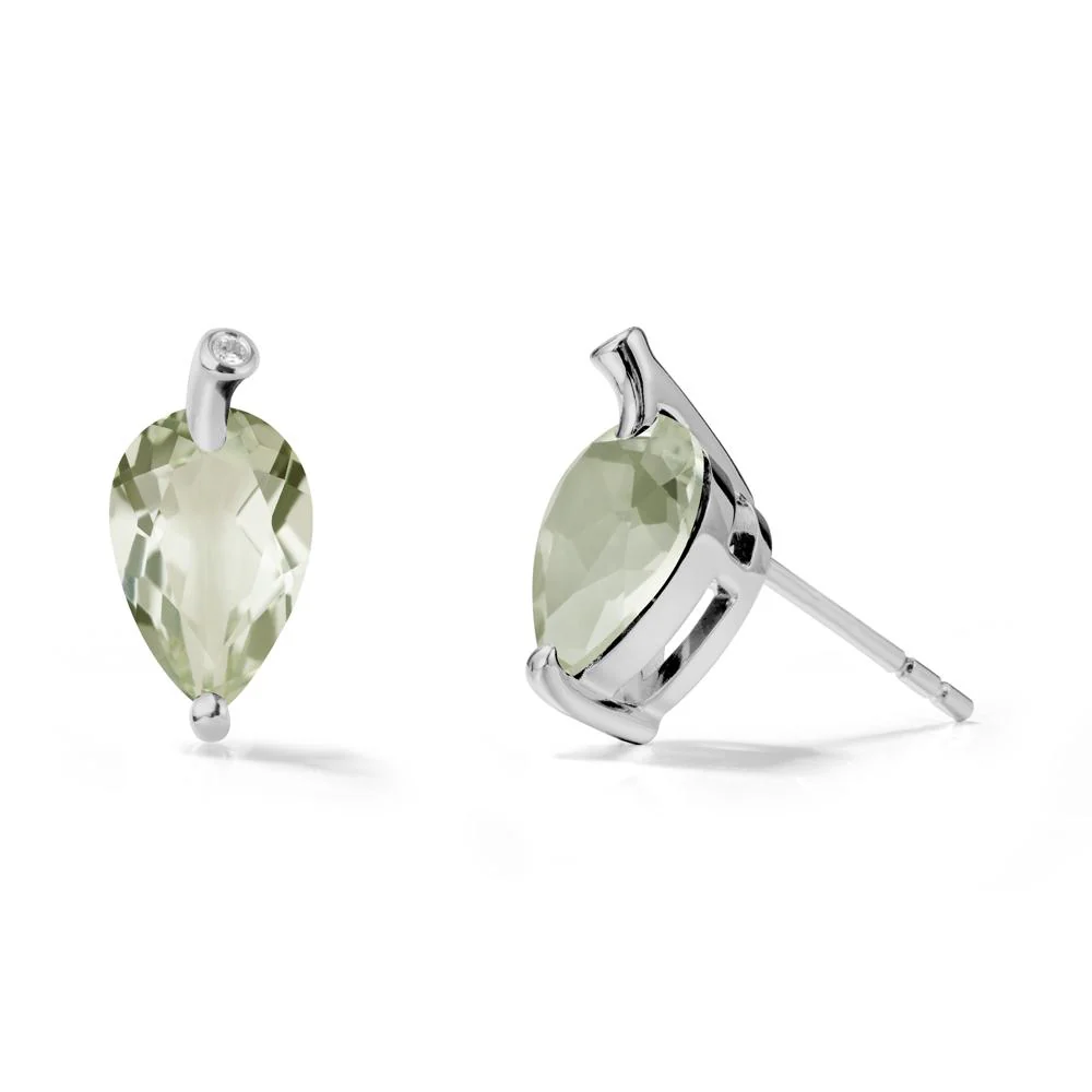 Nature Inspired Teardrop Green Amethyst Leaf Earrings - Image 8