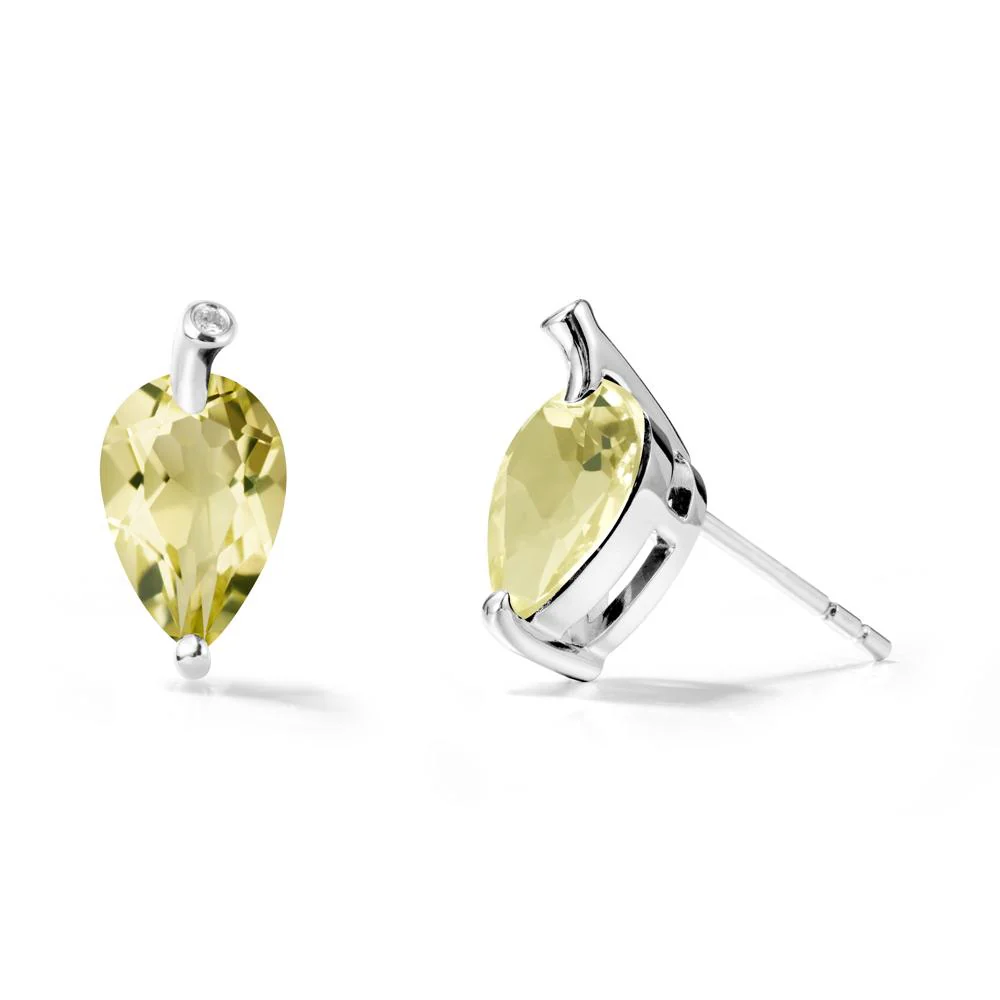 Nature Inspired Teardrop Lemon Quartz Leaf Earrings - Image 6