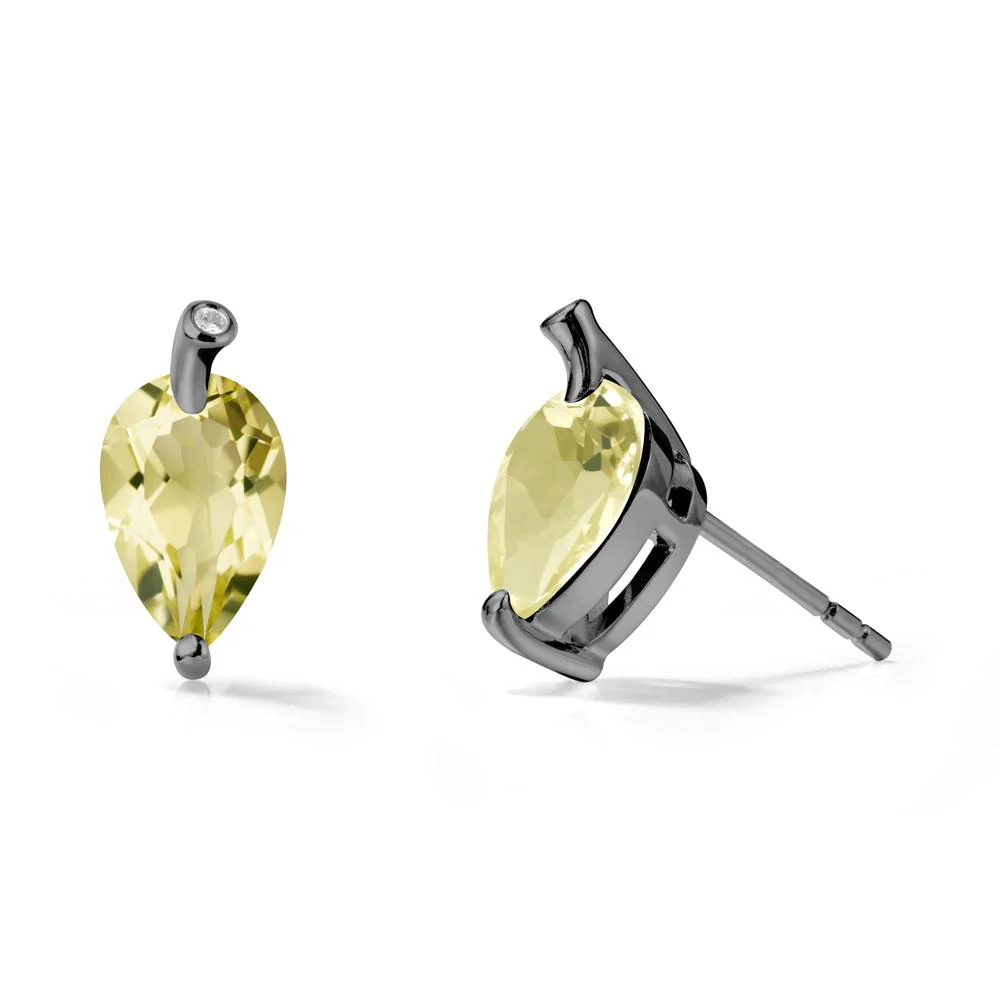 Nature Inspired Teardrop Lemon Quartz Leaf Earrings - Image 8