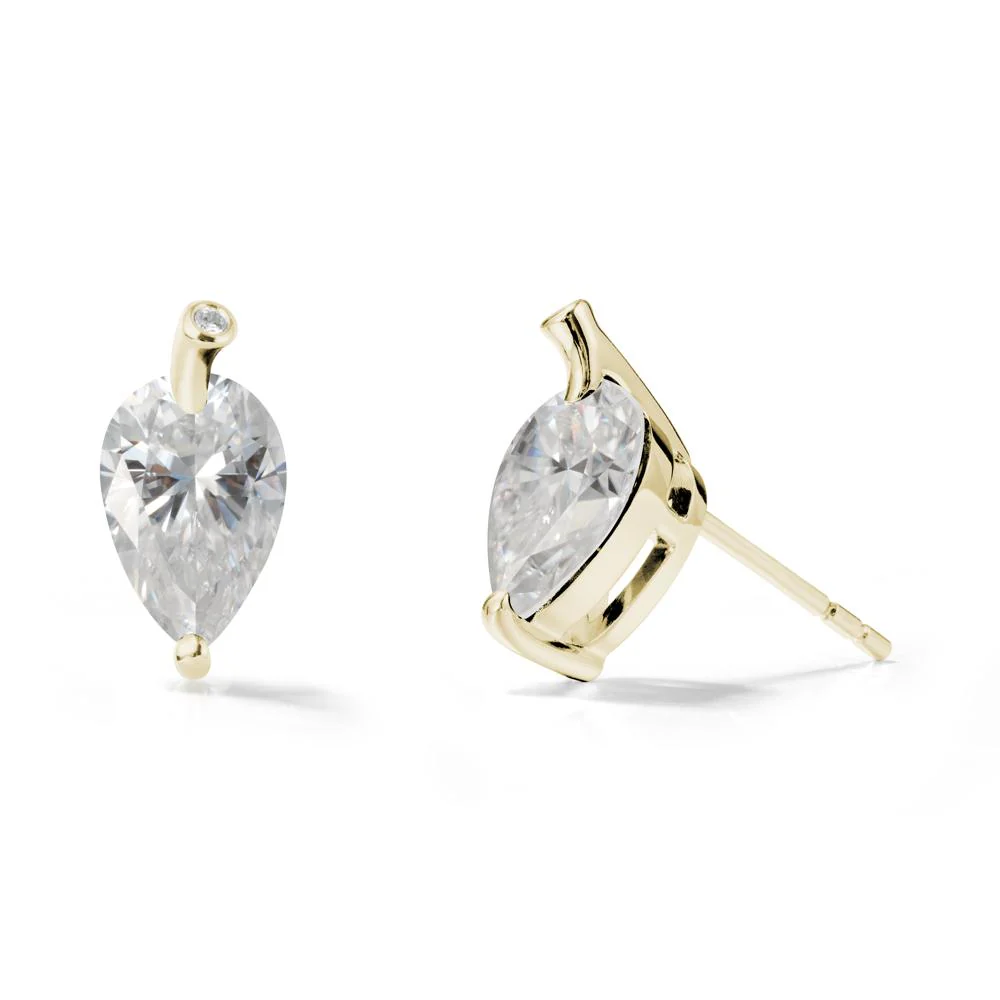 Nature Inspired Teardrop Moissanite Leaf Earrings - Image 4