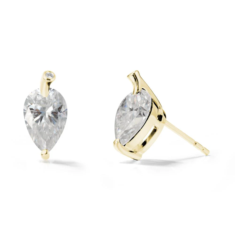 Nature Inspired Teardrop Moissanite Leaf Earrings - Image 7