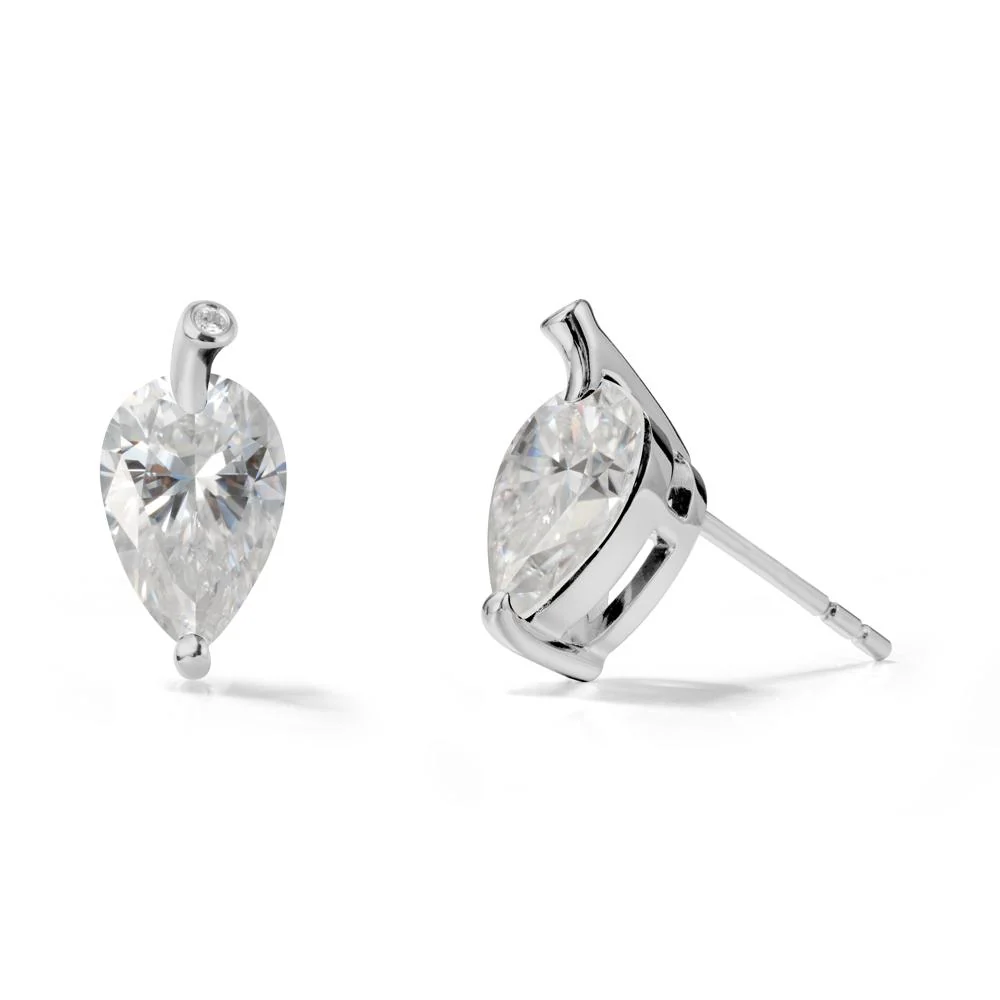 Nature Inspired Teardrop Moissanite Leaf Earrings - Image 8