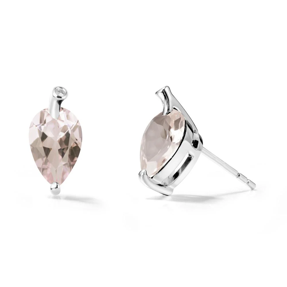 Nature Inspired Teardrop Morganite Leaf Earrings - Image 3