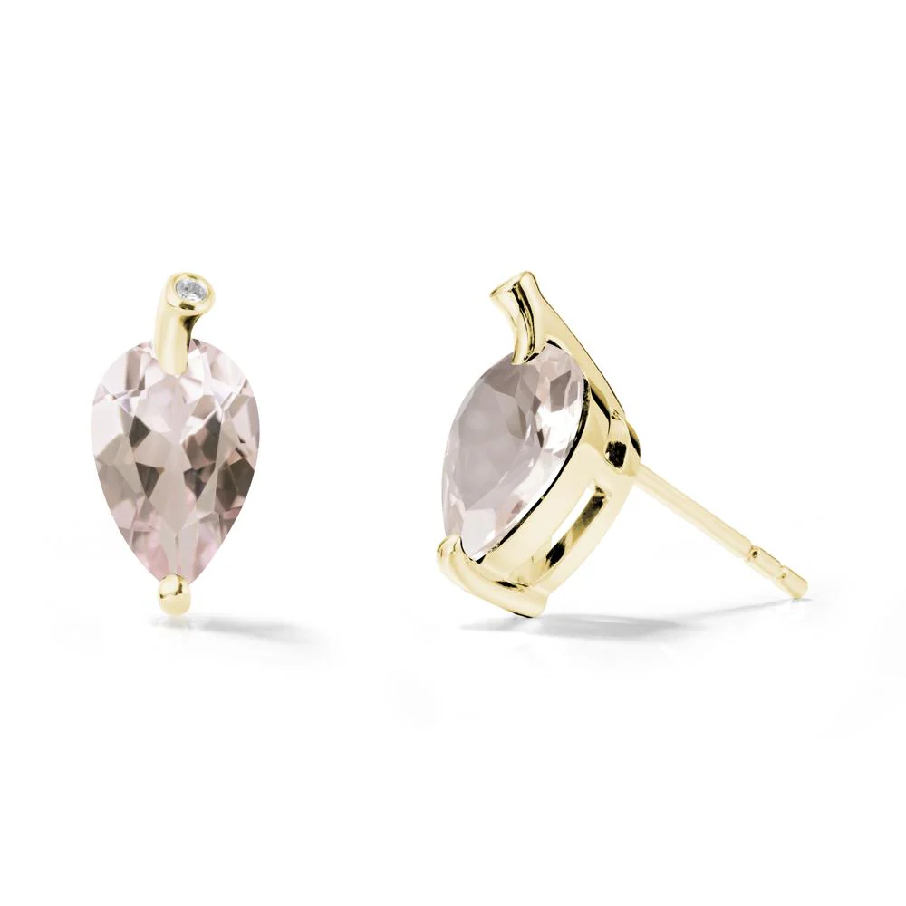 Nature Inspired Teardrop Morganite Leaf Earrings - Image 6