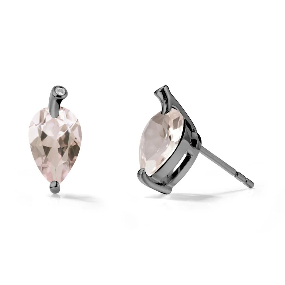 Nature Inspired Teardrop Morganite Leaf Earrings - Image 7