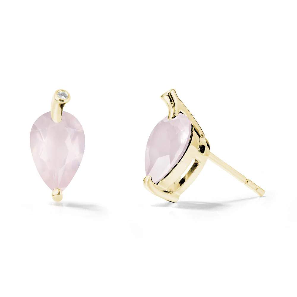 Nature Inspired Teardrop Rose Quartz Leaf Earrings - Image 6