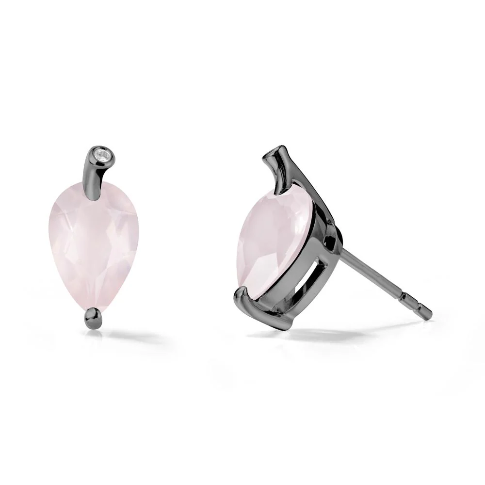 Nature Inspired Teardrop Rose Quartz Leaf Earrings - Image 7