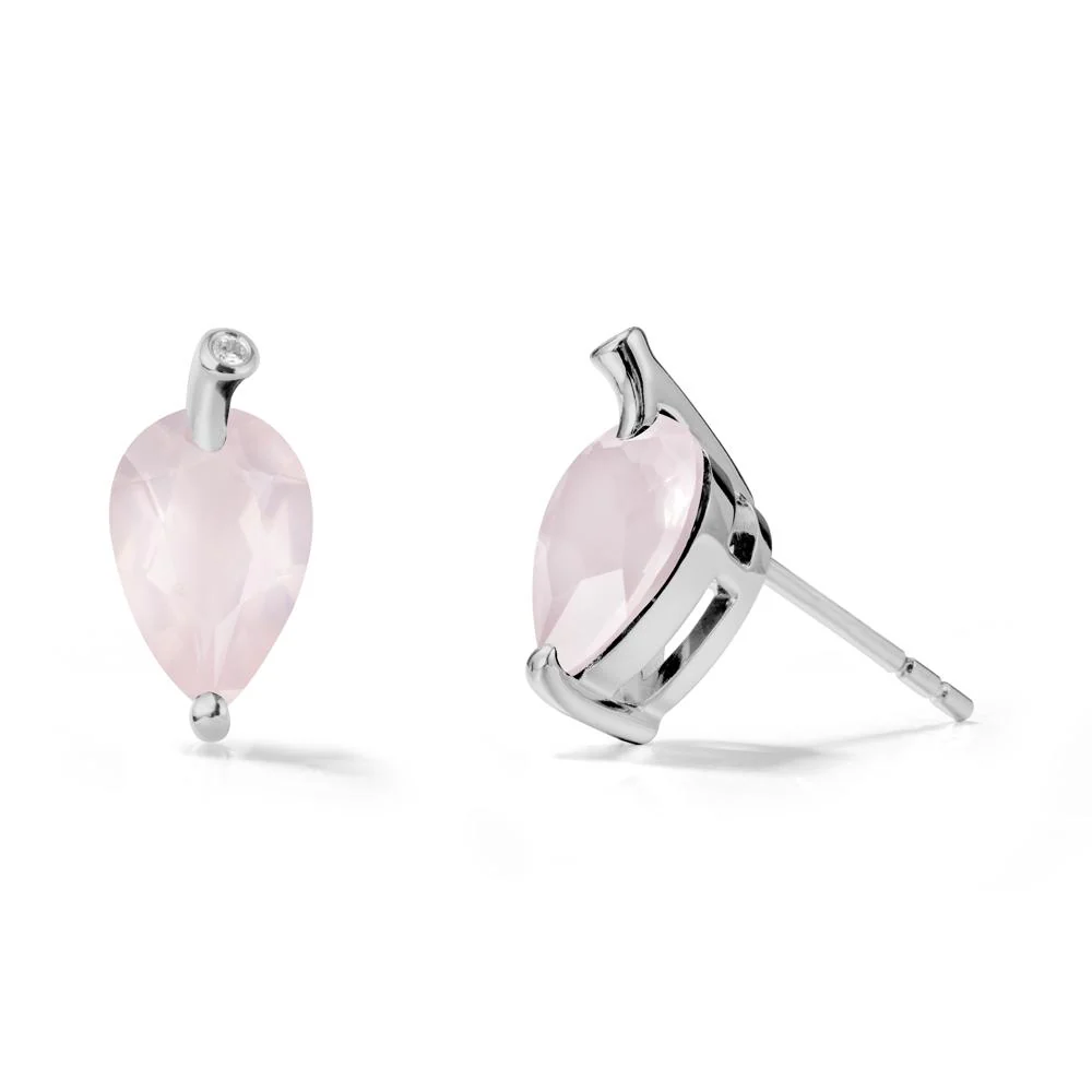Nature Inspired Teardrop Rose Quartz Leaf Earrings - Image 8