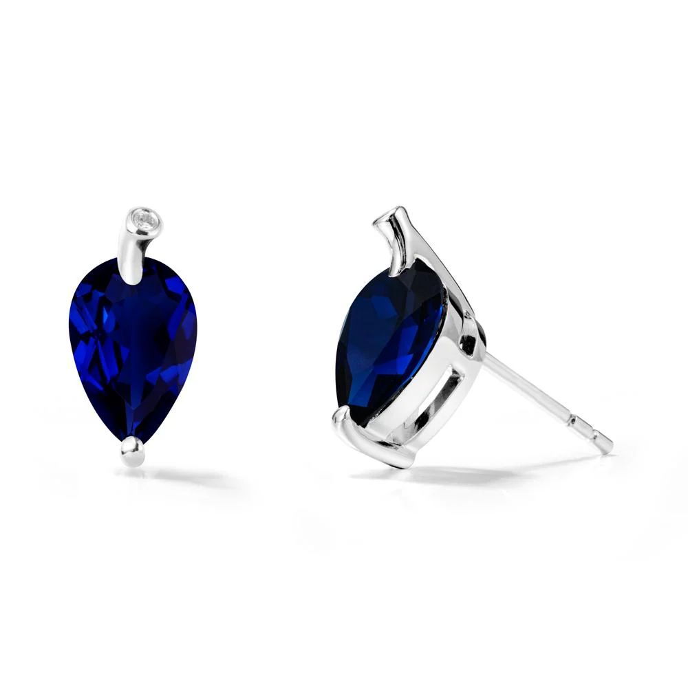 Nature Inspired Teardrop Sapphire Leaf Earrings - Image 3