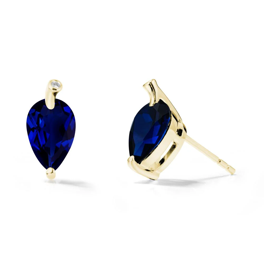 Nature Inspired Teardrop Sapphire Leaf Earrings - Image 7