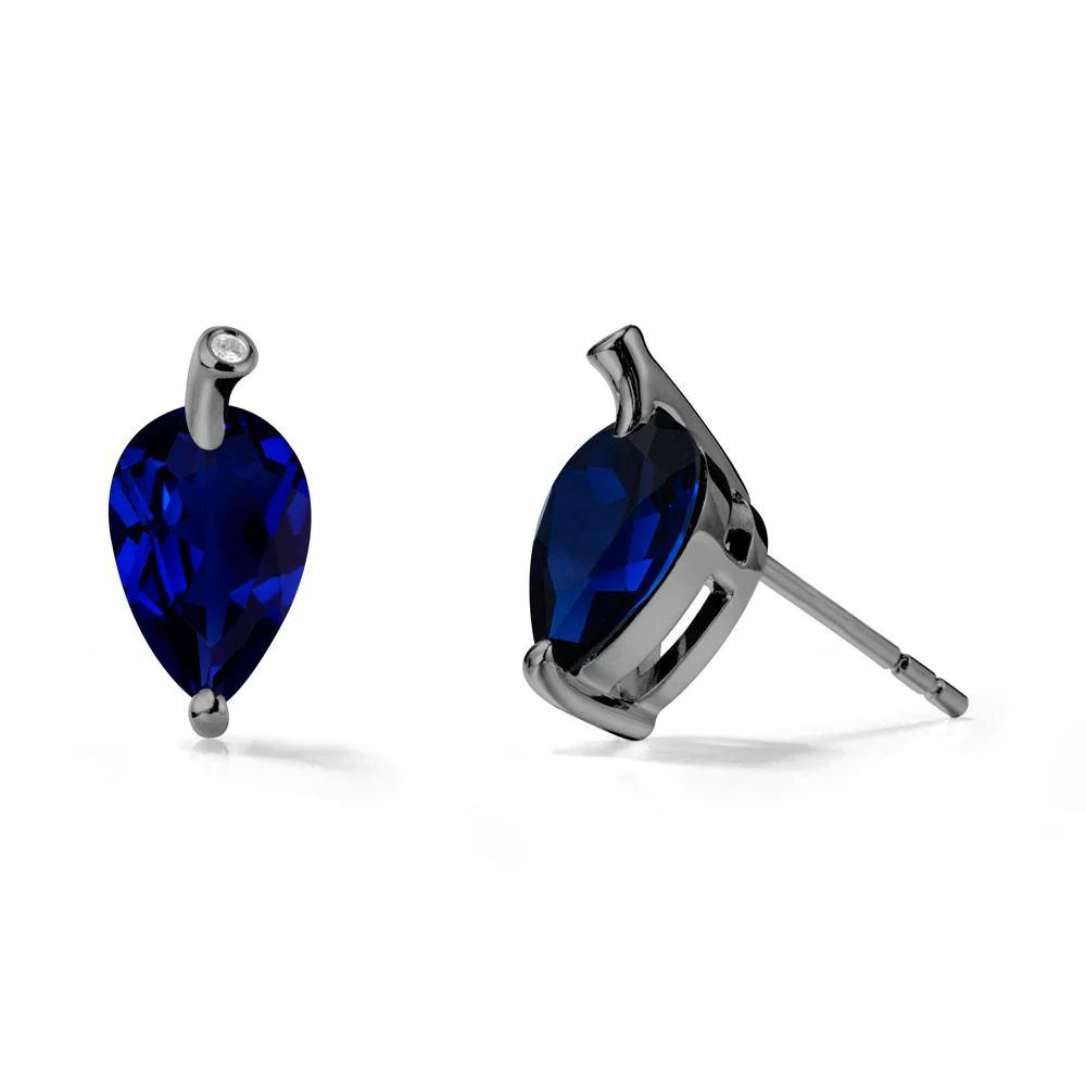 Nature Inspired Teardrop Sapphire Leaf Earrings - Image 8