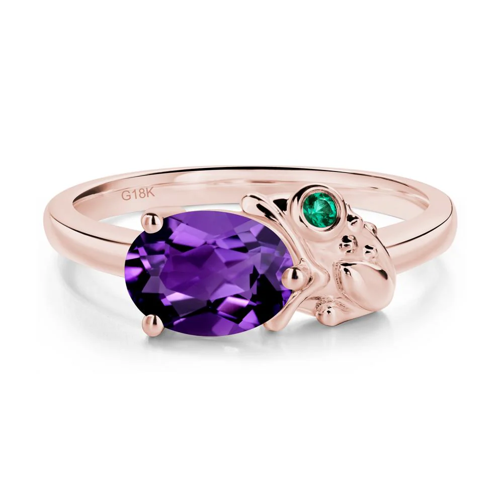 Nature Inspired Toad Amethyst and Emerald Ring - Image 4