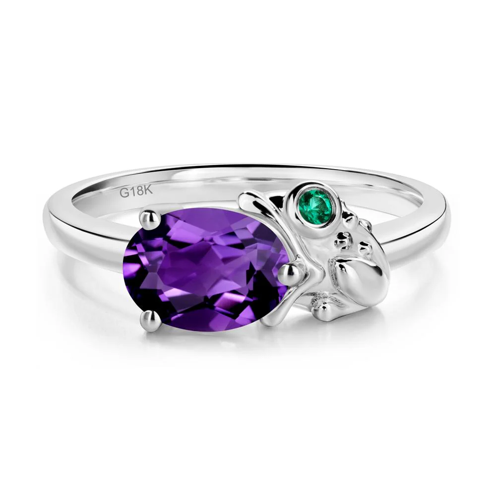 Nature Inspired Toad Amethyst and Emerald Ring - Image 5