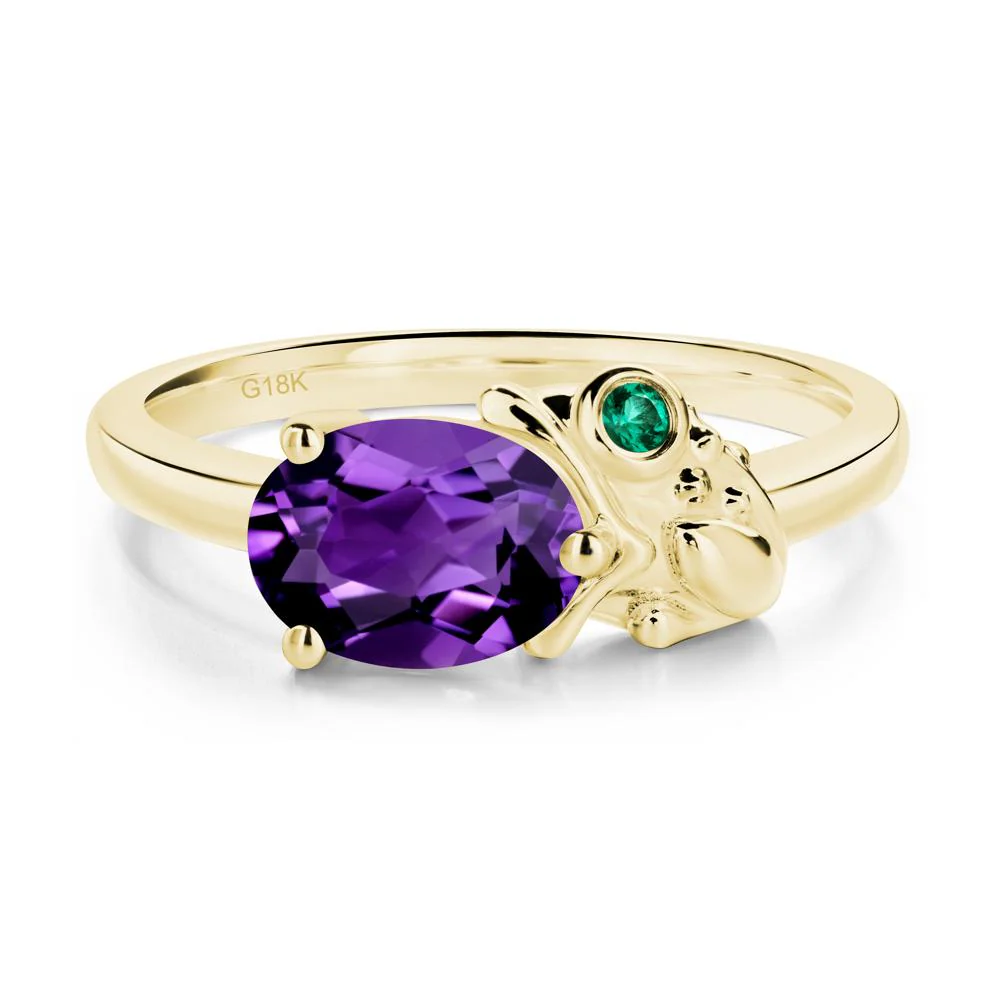 Nature Inspired Toad Amethyst and Emerald Ring - Image 6