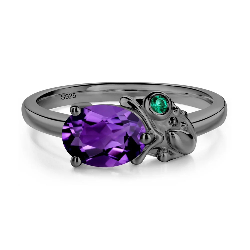 Nature Inspired Toad Amethyst and Emerald Ring - Image 7