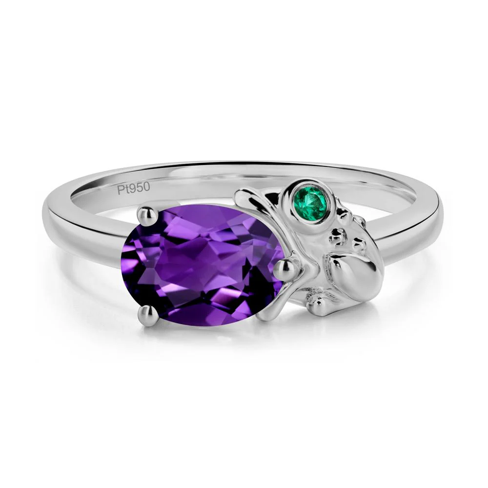 Nature Inspired Toad Amethyst and Emerald Ring - Image 8
