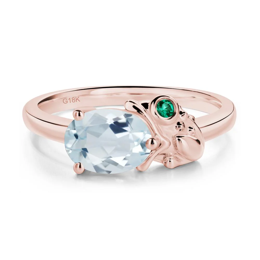 Nature Inspired Toad Aquamarine and Emerald Ring - Image 4