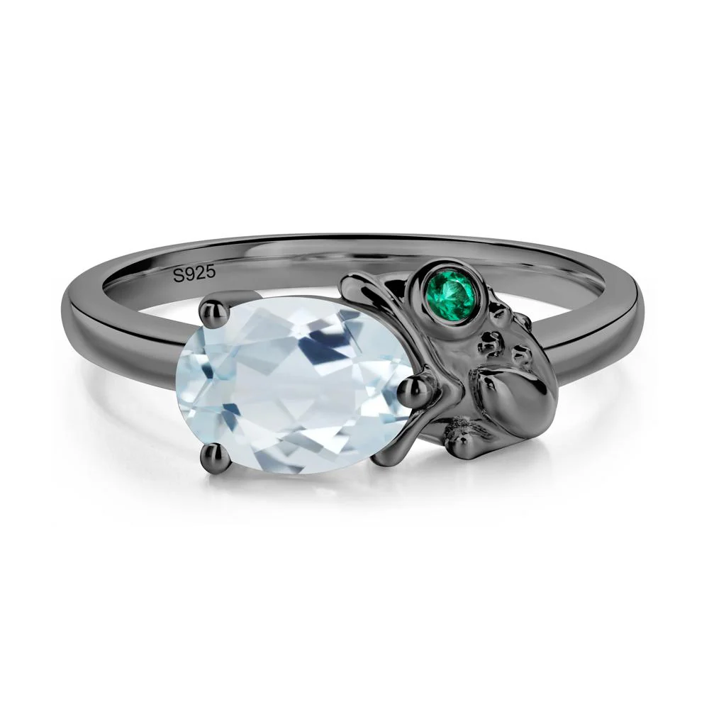 Nature Inspired Toad Aquamarine and Emerald Ring - Image 7
