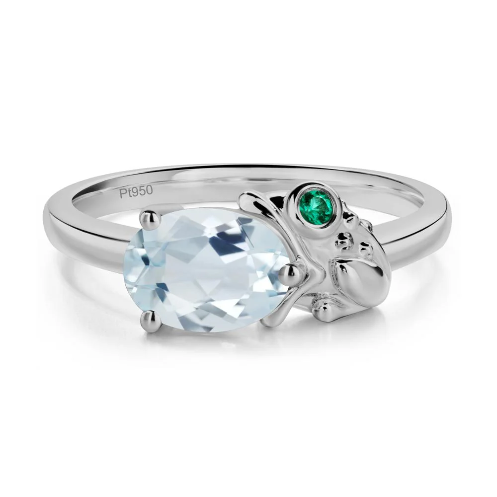 Nature Inspired Toad Aquamarine and Emerald Ring - Image 8