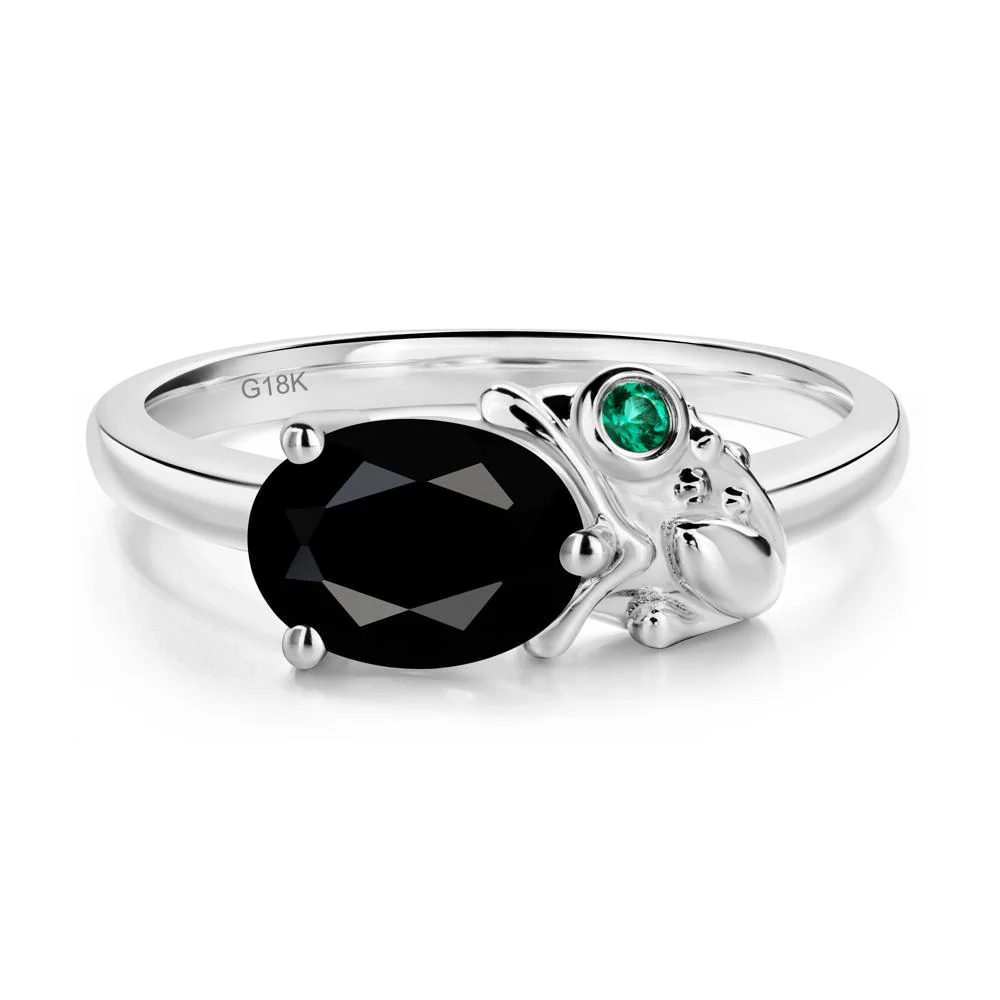 Nature Inspired Toad Black Spinel and Emerald Ring - Image 5