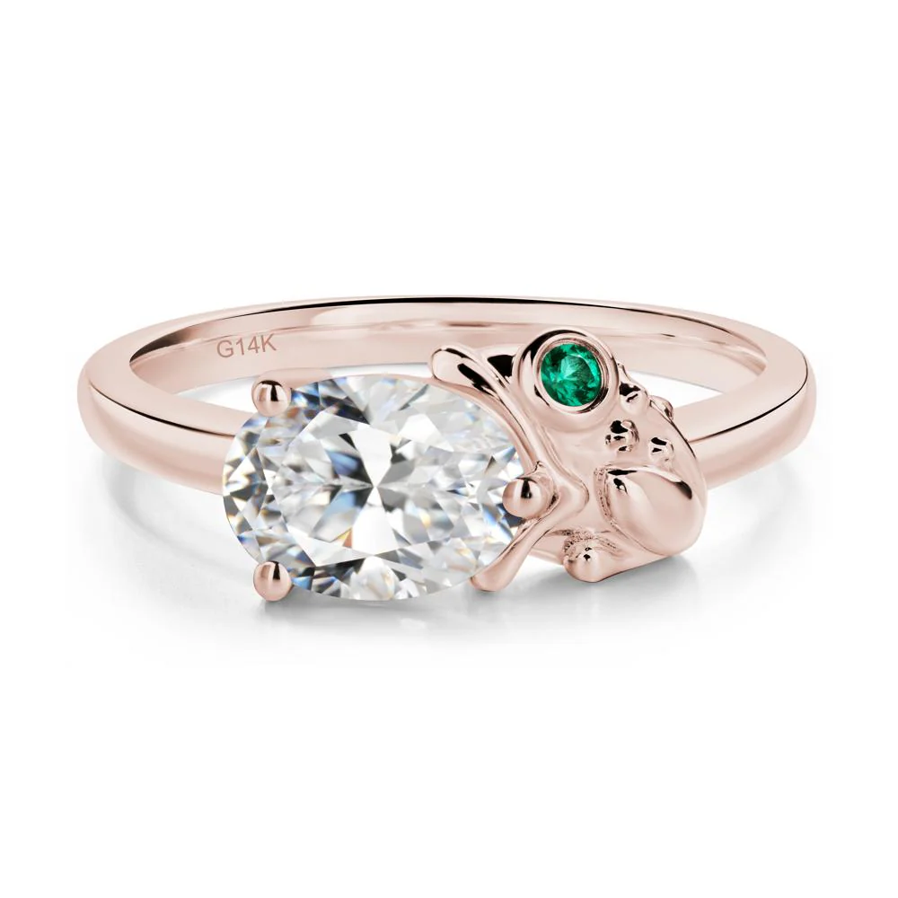 Nature Inspired Toad Cubic Zirconia and Emerald Ring