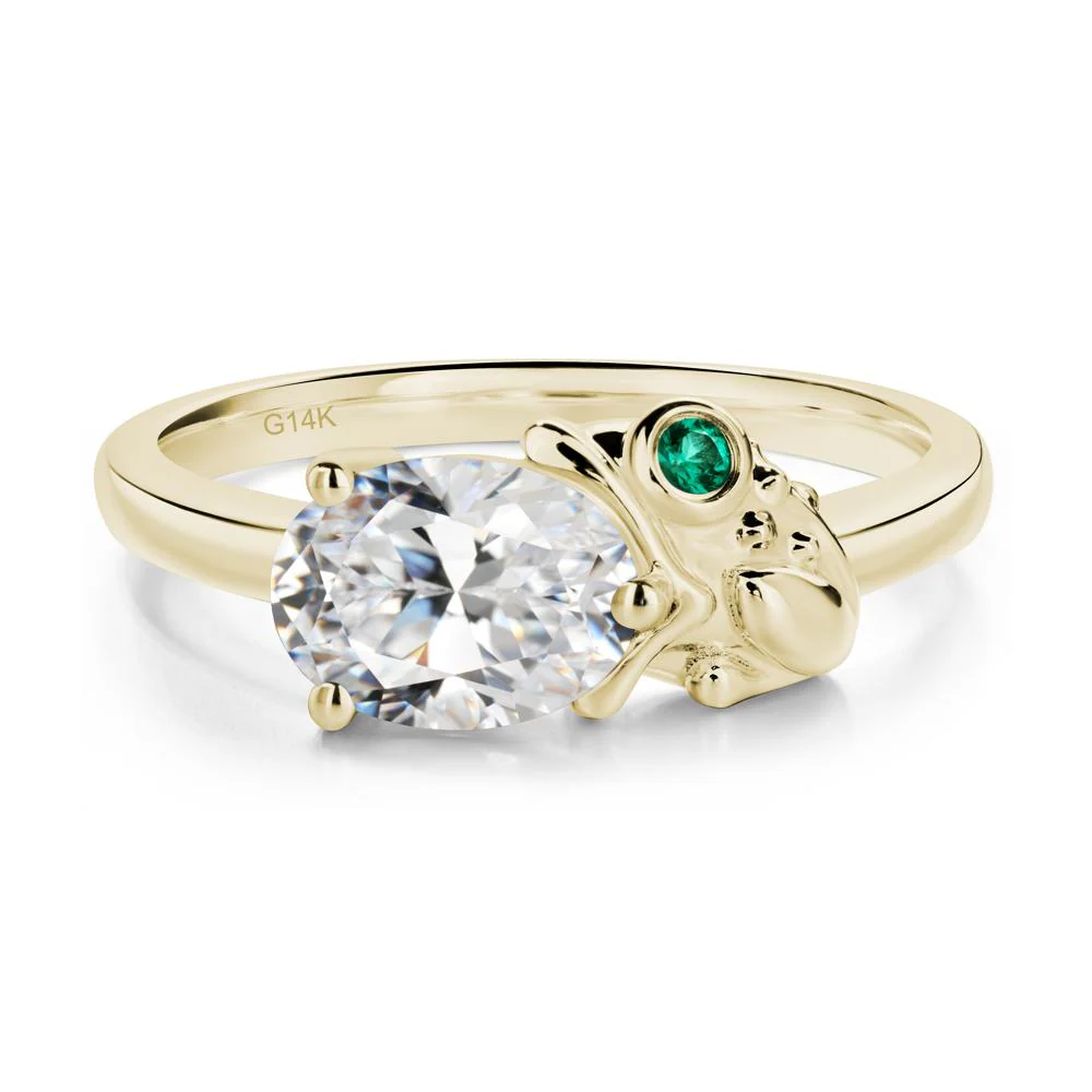 Nature Inspired Toad Cubic Zirconia and Emerald Ring - Image 3