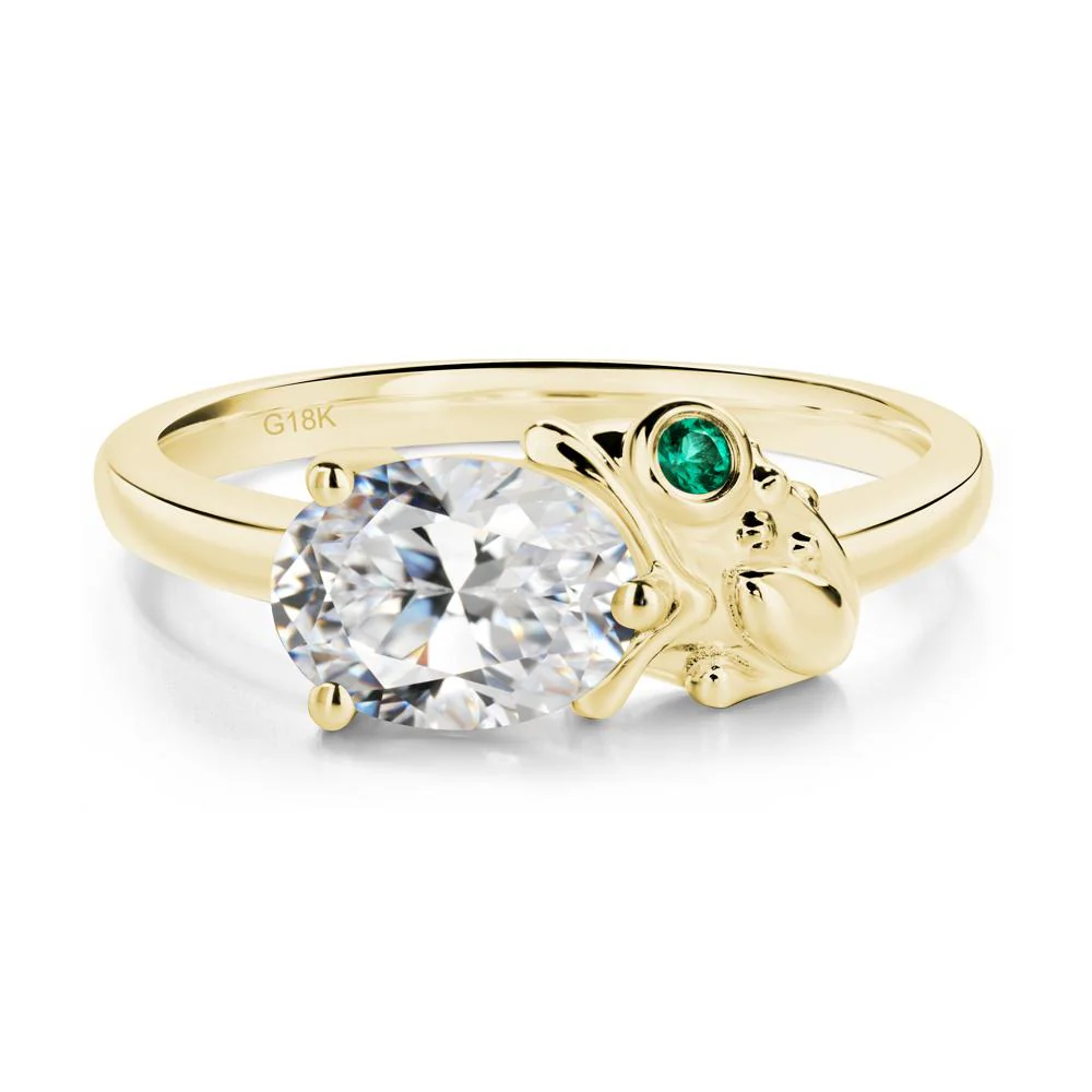 Nature Inspired Toad Cubic Zirconia and Emerald Ring - Image 6