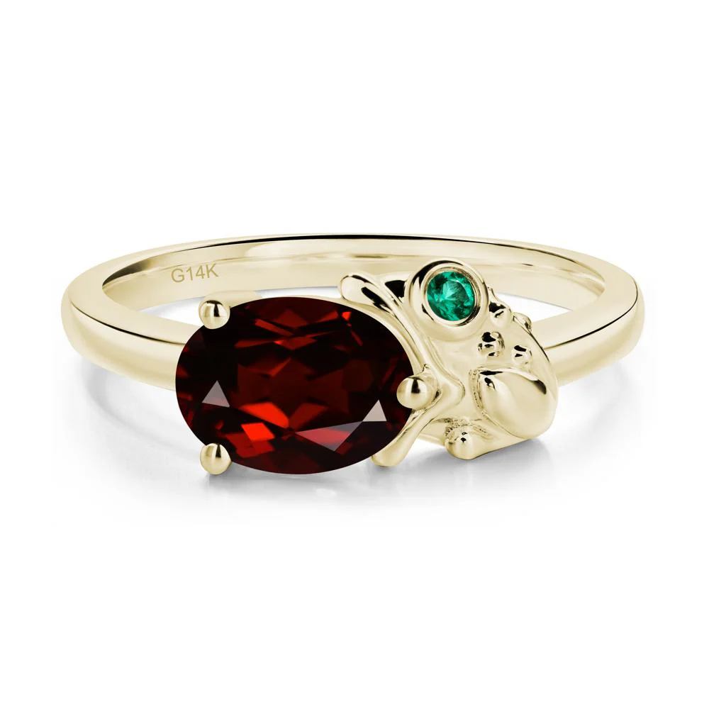 Nature Inspired Toad Garnet and Emerald Ring - Image 3