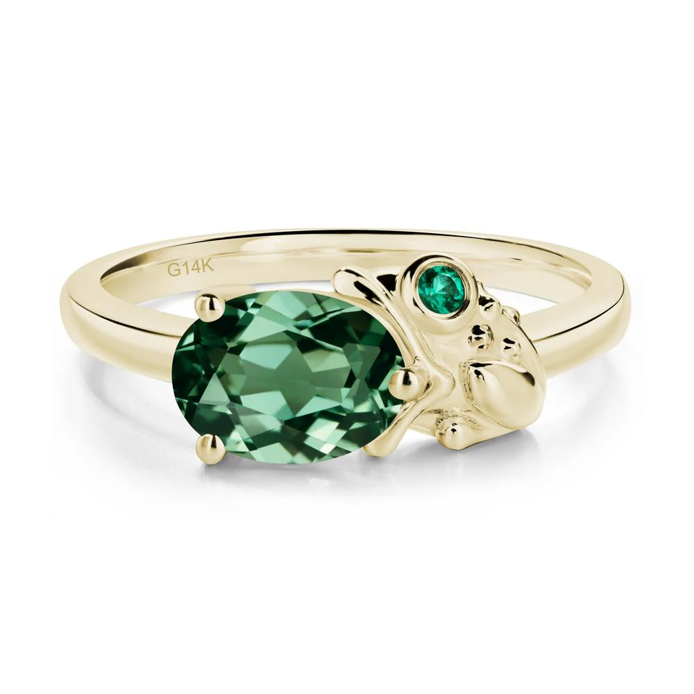 Nature Inspired Toad Green Sapphire and Emerald Ring - Image 3