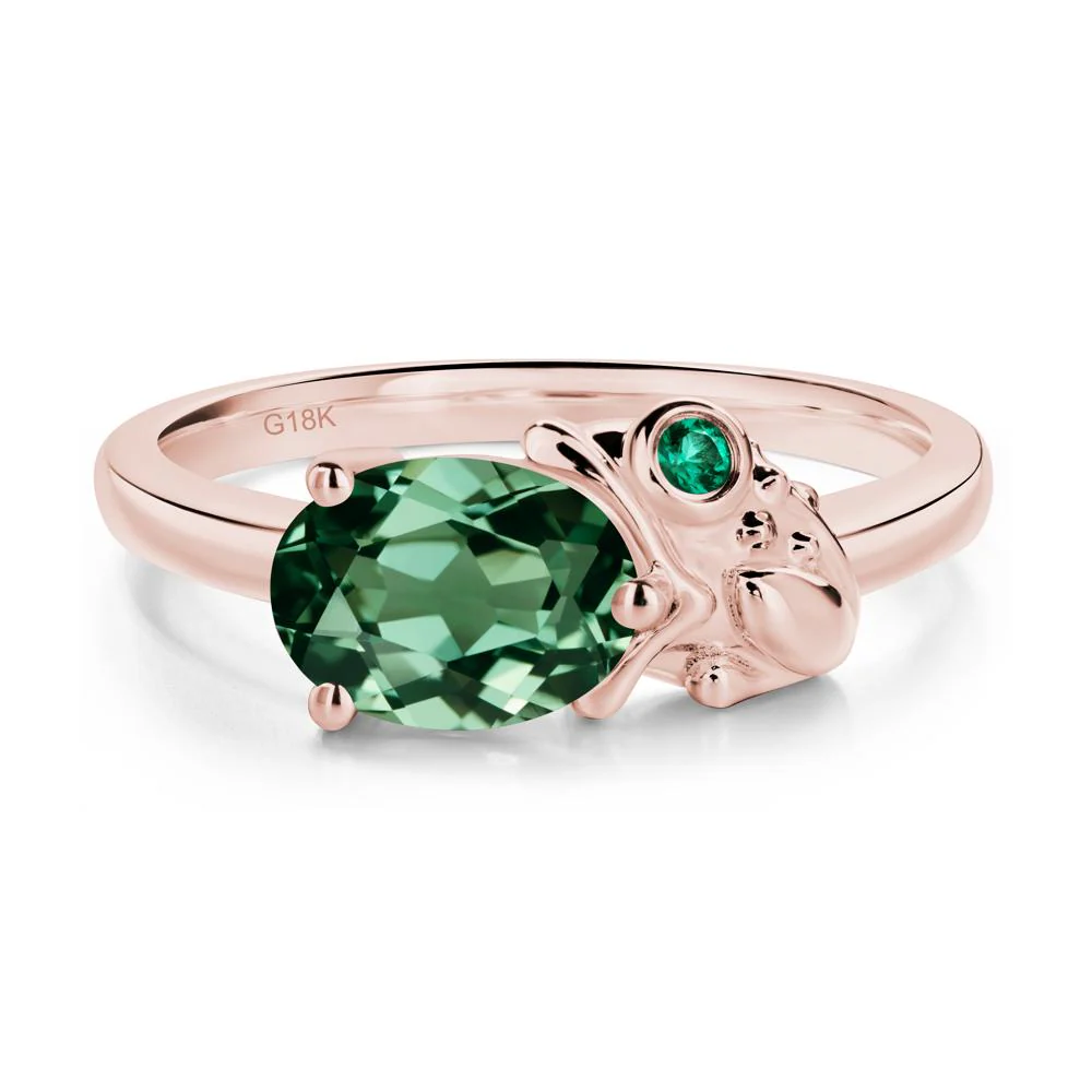 Nature Inspired Toad Green Sapphire and Emerald Ring - Image 4