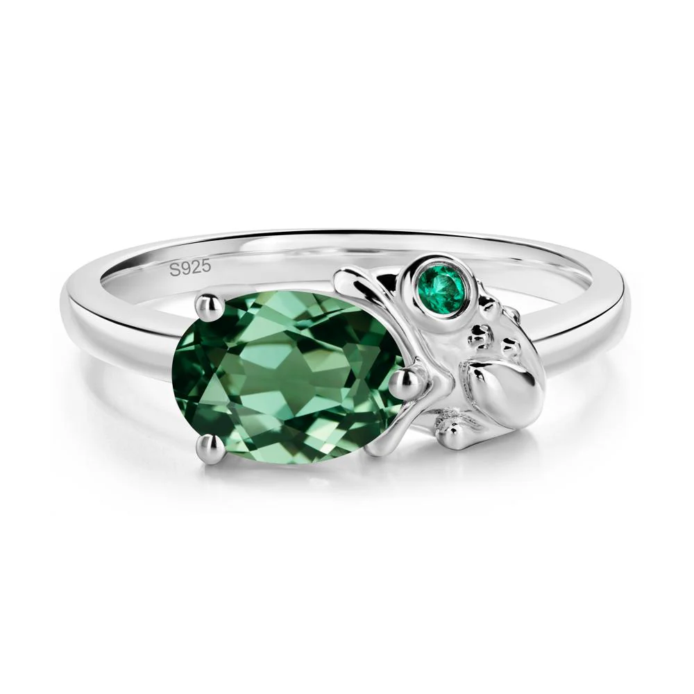 Nature Inspired Toad Green Sapphire and Emerald Ring - Image 9