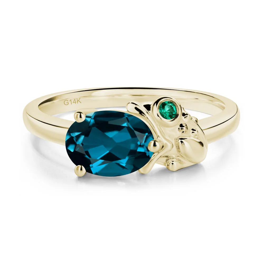 Nature Inspired Toad London Blue Topaz and Emerald Ring - Image 3