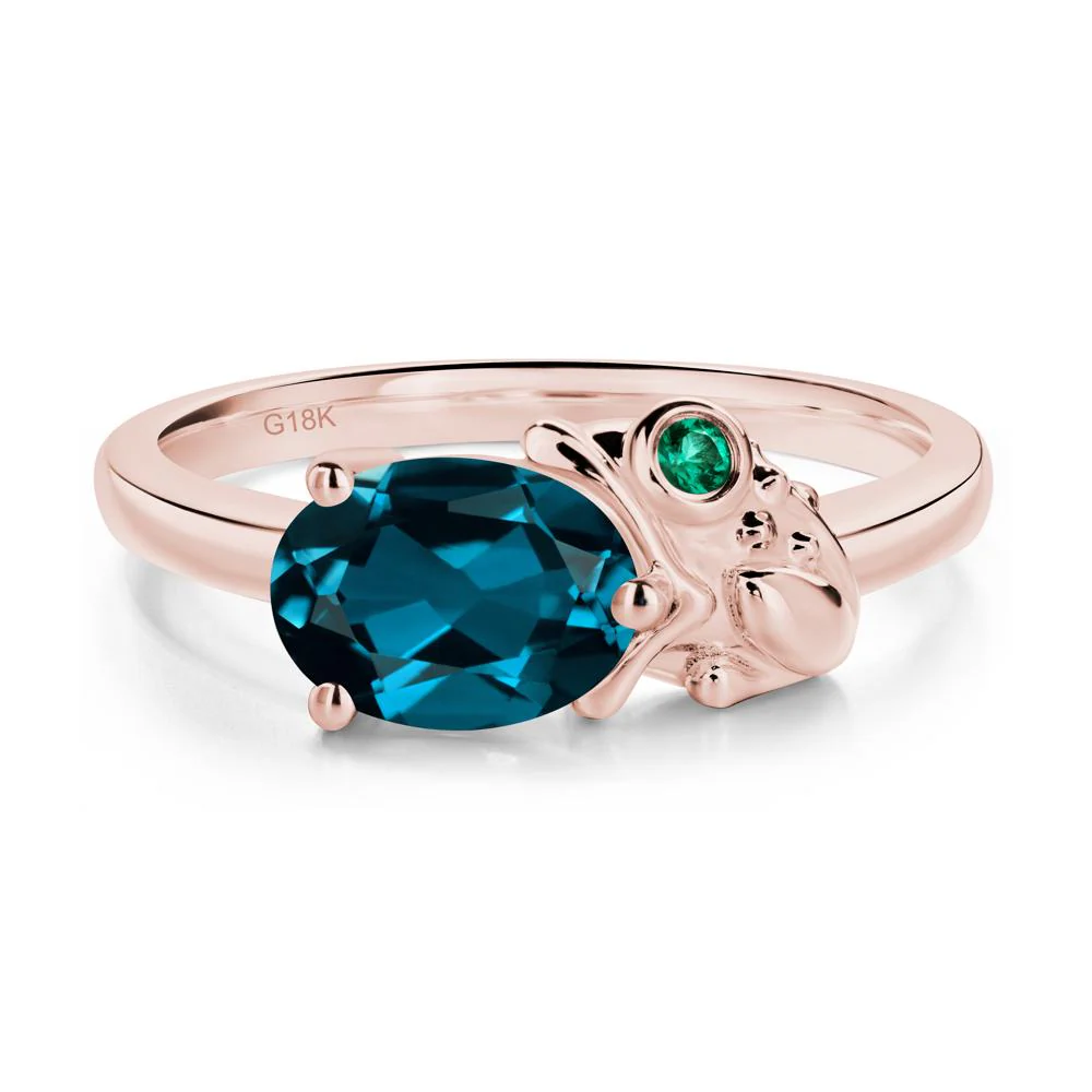 Nature Inspired Toad London Blue Topaz and Emerald Ring - Image 4