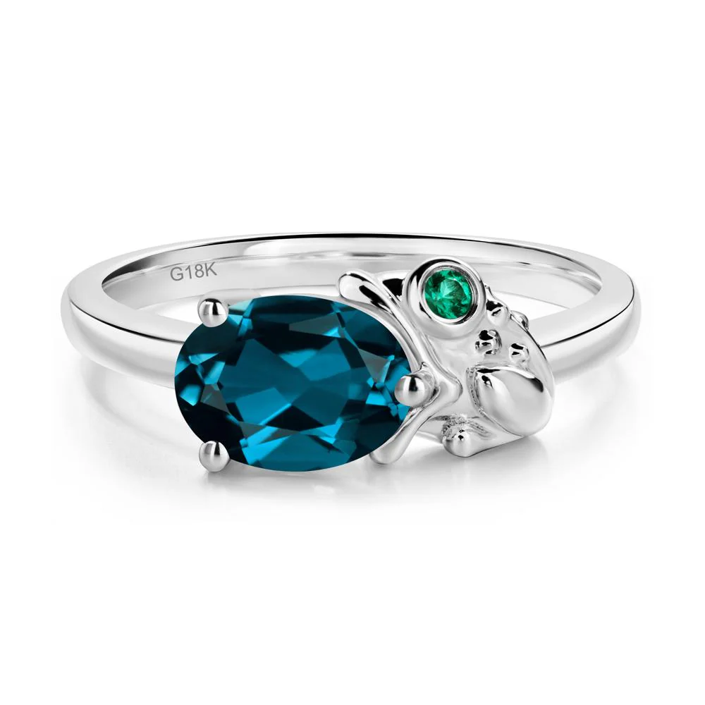 Nature Inspired Toad London Blue Topaz and Emerald Ring - Image 5