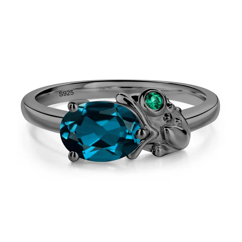 Nature Inspired Toad London Blue Topaz and Emerald Ring - Image 7