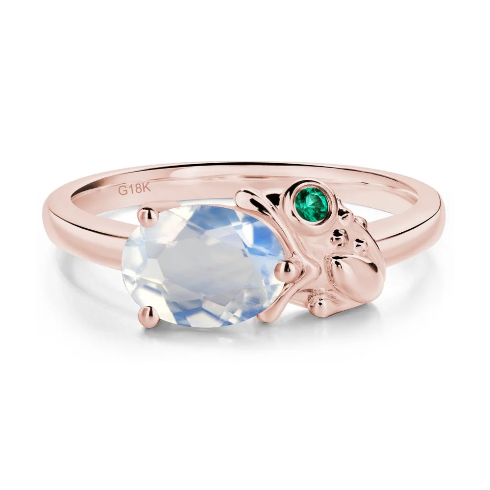 Nature Inspired Toad Moonstone and Emerald Ring - Image 4