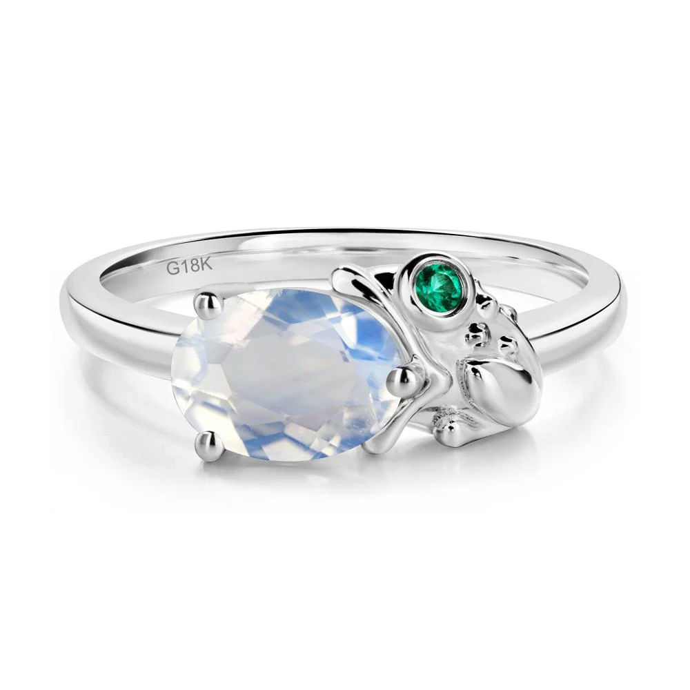 Nature Inspired Toad Moonstone and Emerald Ring - Image 5