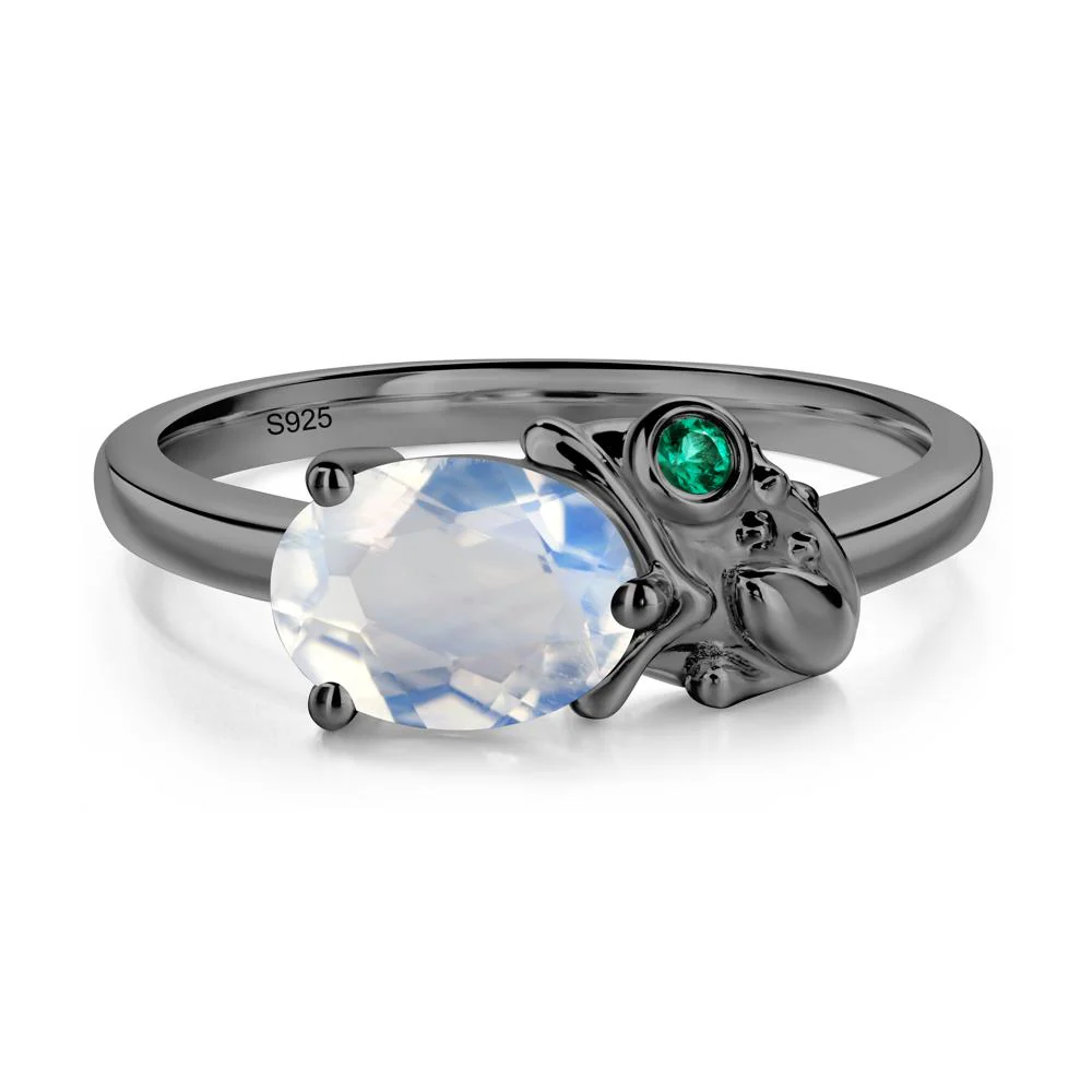 Nature Inspired Toad Moonstone and Emerald Ring - Image 7