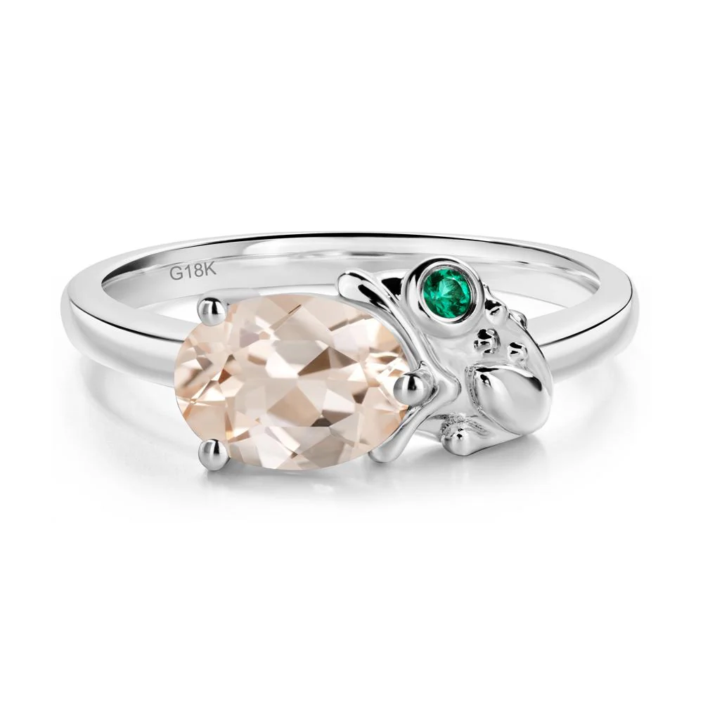 Nature Inspired Toad Morganite and Emerald Ring - Image 5