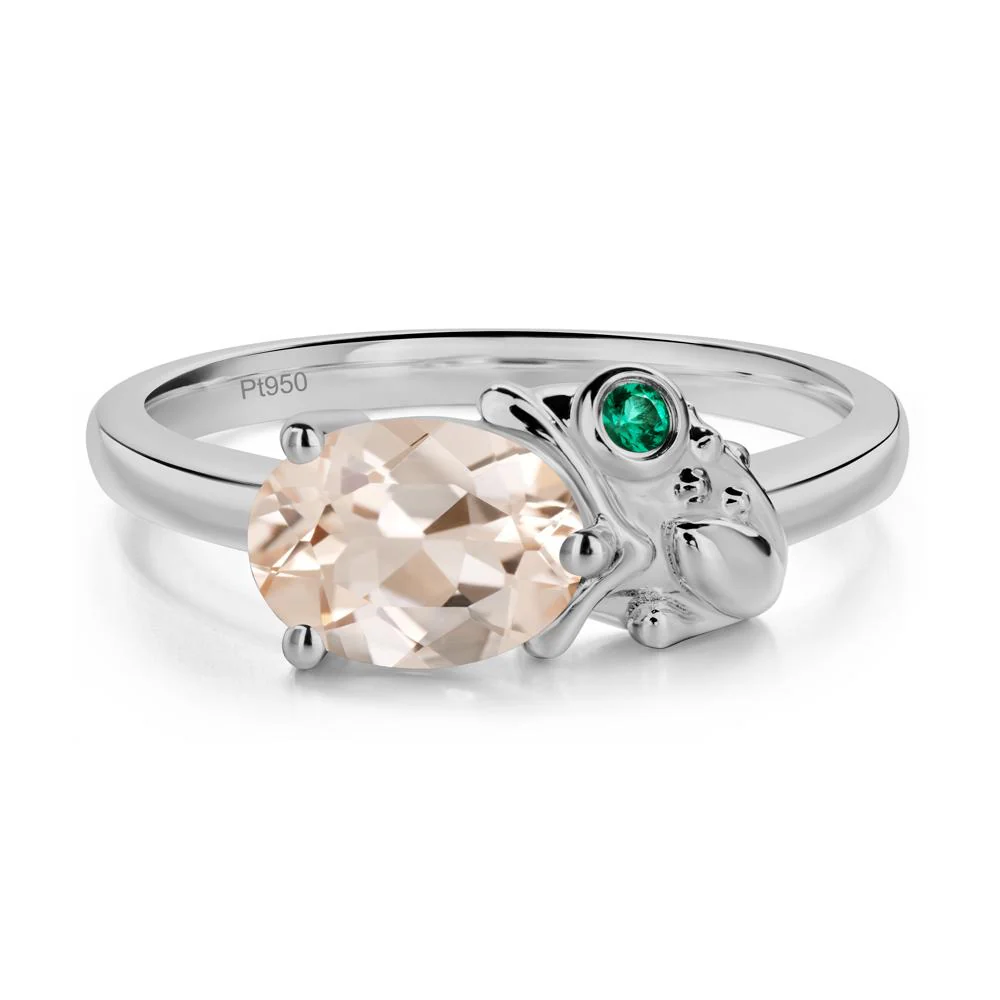 Nature Inspired Toad Morganite and Emerald Ring - Image 8