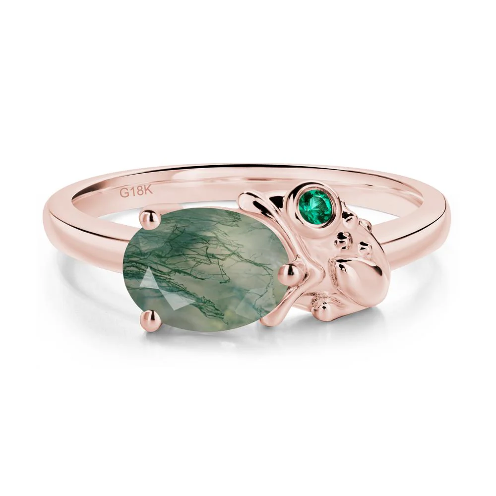 Nature Inspired Toad Moss Agate and Emerald Ring - Image 4
