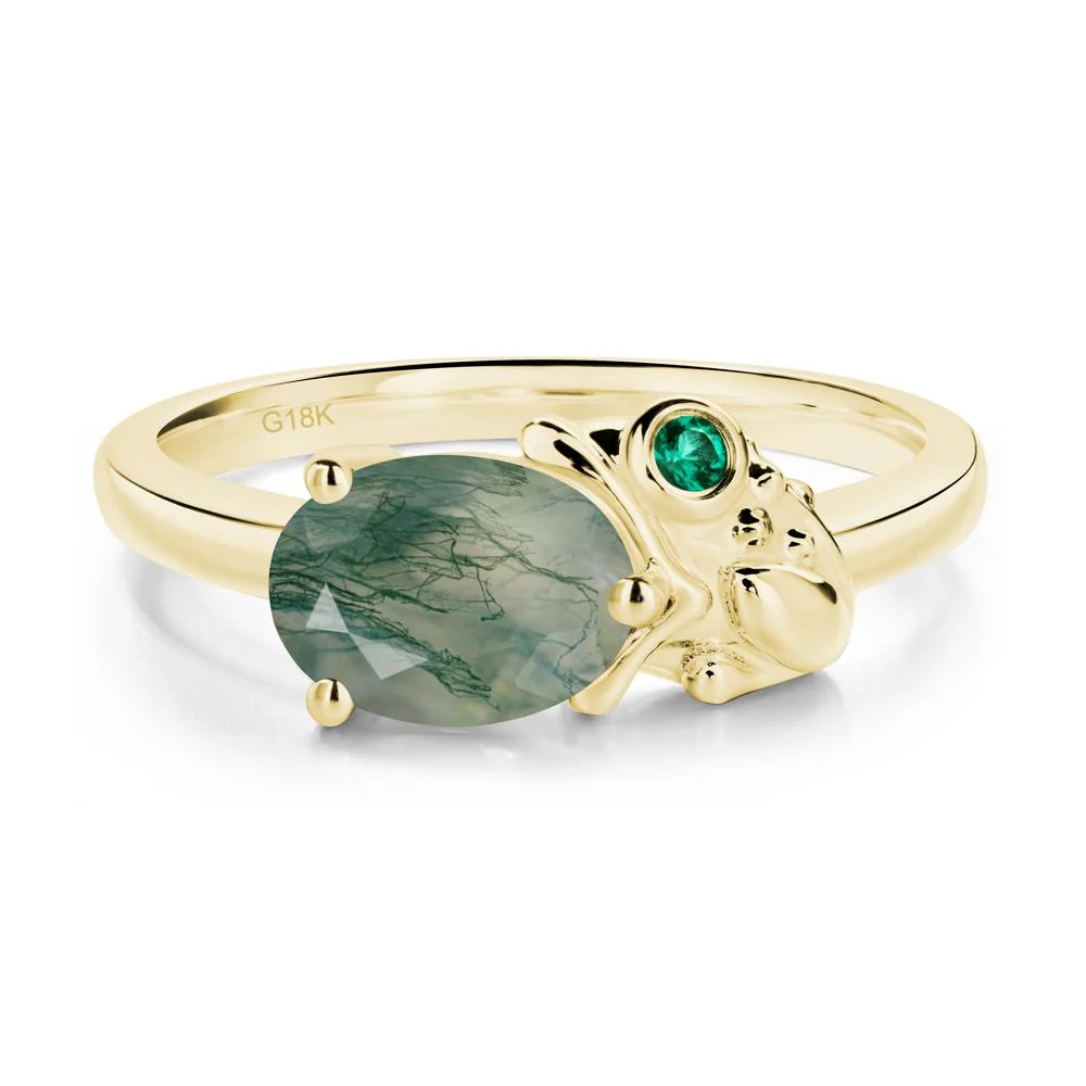 Nature Inspired Toad Moss Agate and Emerald Ring - Image 6