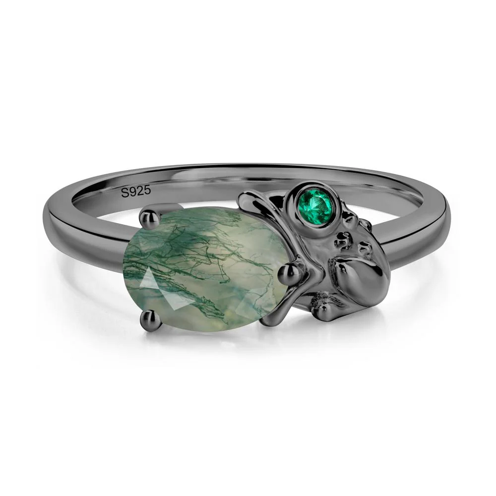 Nature Inspired Toad Moss Agate and Emerald Ring - Image 7