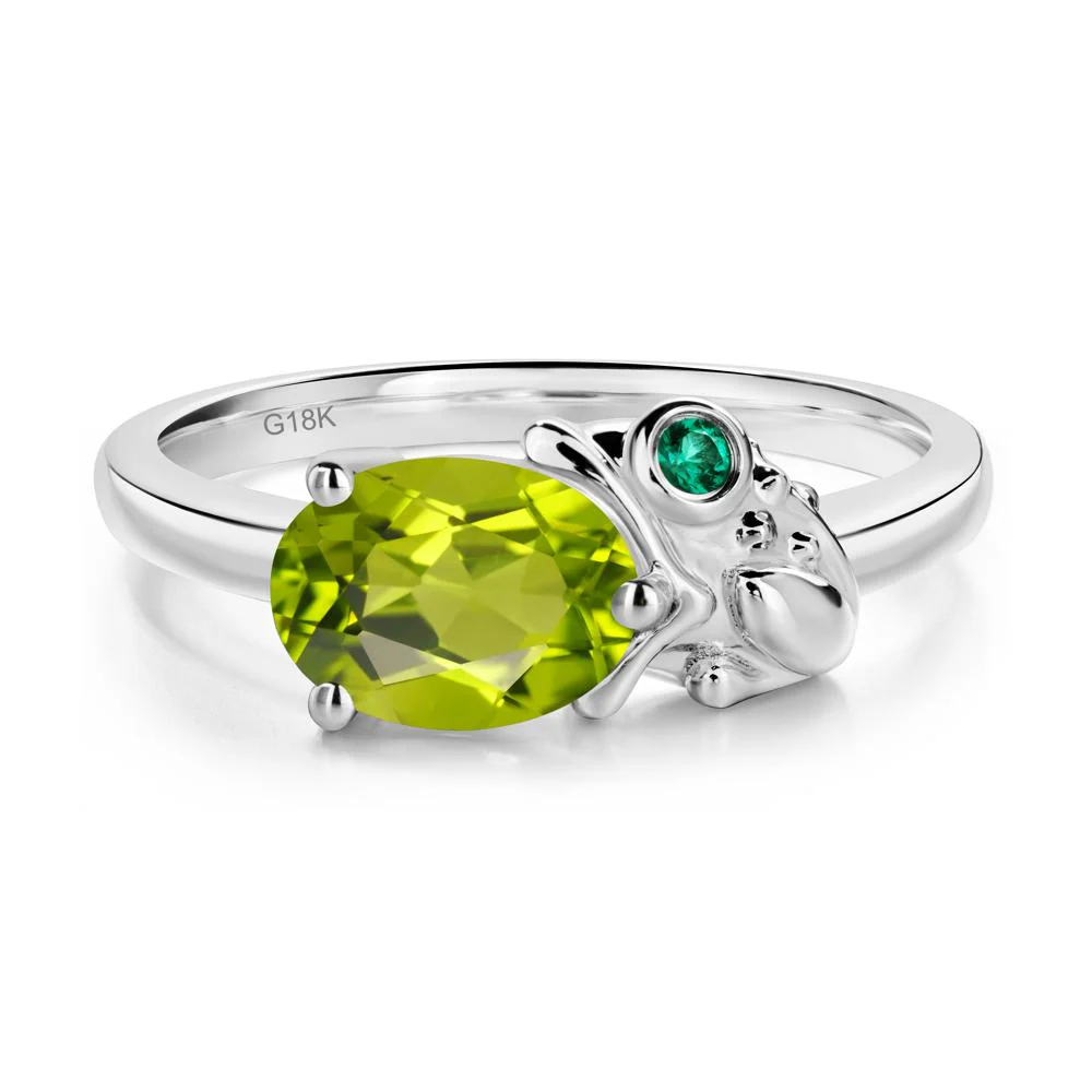 Nature Inspired Toad Peridot and Emerald Ring - Image 5
